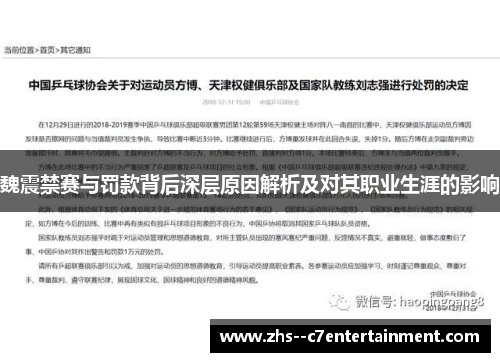 魏震禁赛与罚款背后深层原因解析及对其职业生涯的影响